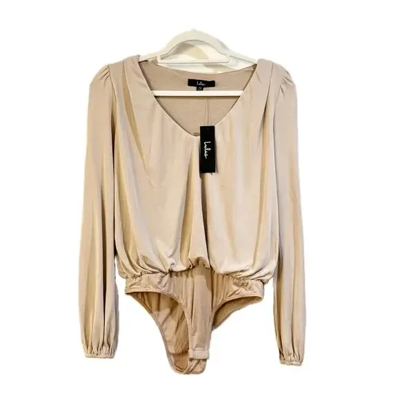 Lulu's Chic on Repeat Taupe V-Neck Long Sleeve Size XS NWT - Picture 6 of 13